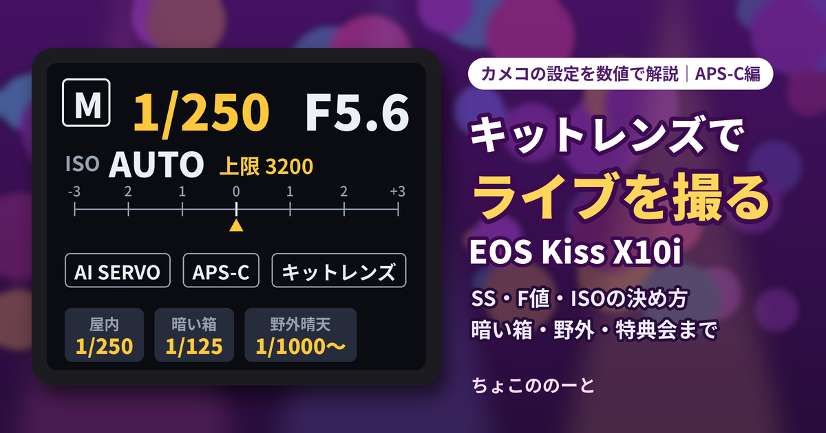 EOS Kiss X10iでライブ撮影｜カメコが使っていた設定をSS・F値・ISOの数値で解説【キットレンズ】 - ちょこののーと